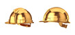 © salamahin - Hard hat gold set from different sides on a white background, 3d render