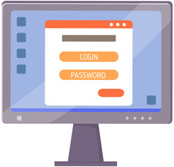 Poster - Access management authorize software authentication login form password system security window. Sign in to account, user authorization, login authentication page concept. Username, password fields