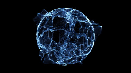 Fototapete - Abstract 3d sphere made of dots. Particles of a sphere. Futuristic technology style. particles in the shape of a ball.