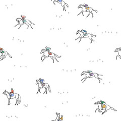 Seamless pattern on the topic of horse racing. Design for paper, cover, fabric, interior decor and other.