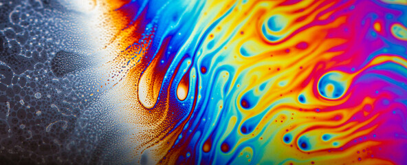 Wall Mural - Abstract multicolor psychedelic background Closeup Soap bubble background