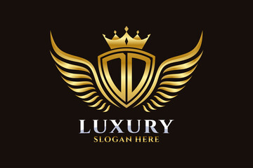 Wall Mural - Luxury royal wing Letter DD crest Gold color Logo vector, Victory logo, crest logo, wing logo, vector logo template.