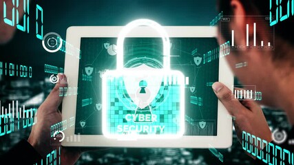 Poster - cyber security encryption technology to protect data privacy conceptual . 3d render computer graphic