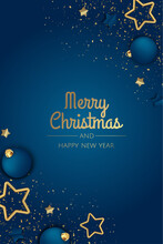 Merry Christmas Party Invitation. Happy New Year Card Decoration. Winter Background. Seasonal Holidays.