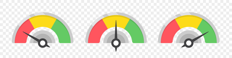 Fototapete - Set of measuring speedometer icons. Infographic gauge elements