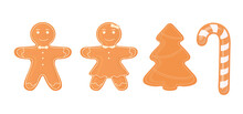 Gingerbread Man. Gingerbread Cookies On A White Background. Vector Illustration