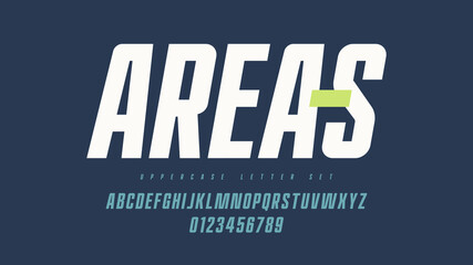 vector condensed narrow bold san serif font, uppercase letter set, alphabet, typography