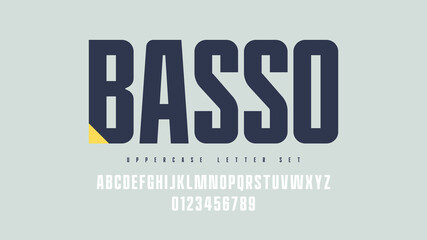 vector condensed bold san serif font, uppercase letter set, alphabet, typography