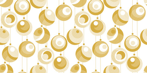 Wall Mural - Laconic gold and white xmas ornament baubles for card, header, invitation, poster, social media, post publication. Geometric business style minimal card for new year party
