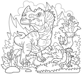 Wall Mural - funny prehistoric dinosaurs, coloring book for children, outline illustration