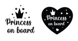 Fototapeta Konie - Car sticker Princess on board, icon, sticker 