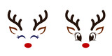 Fototapeta Konie - Reindeer Face Christmas, stencil, icon 