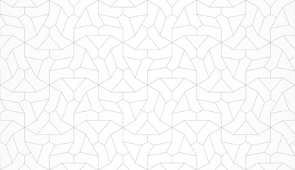 Wall Mural - Pattern with thin lines and polygons forming a 3D surface. Vector abstract geometric diamond texture. Seamless linear pattern for fabric, textile and wrapping. Trendy monochrome background.