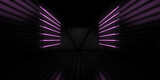 Fototapeta Do przedpokoju - 3D abstract background with neon lights. neon tunnel  .space construction . .3d illustration