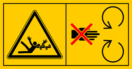 cmssn51 CombinationMachineSafetySignNew cmssn - mssn21mssn10h horizontal - Maschinenkennzeichnung 11684 . Niemals in die sich drehende Schnecke greifen . Person mit Hand und Förderschnecke . g10906