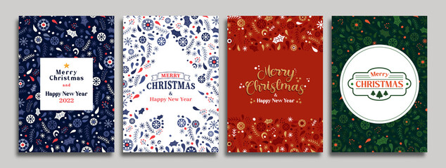 christmas new year gold winter decoration card set