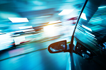 Poster - View from Side of high-speed car in the tunnel, Motion Blur