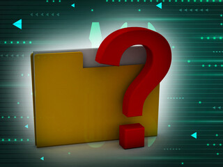 Poster - 3d rendering file folder with question symbol
