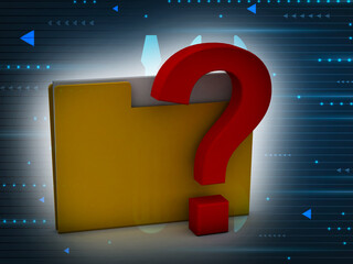 Poster - 3d rendering file folder with question symbol