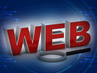 Poster -  3d illustration e-business laptop internet sign