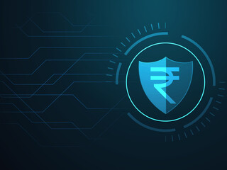 Poster - 2d illustration rupee sign in secure  symbol 