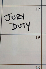 Handwritten calendar reminder for jury duty