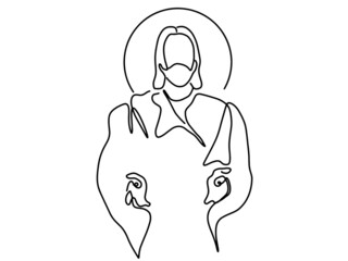 Continuous line drawing of Jesus Christ vector illustration Testament
Bible