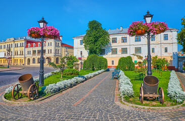 Sticker - The small topiary park in Polish Market Square, Kamianets-Podilskyi, Ukraine