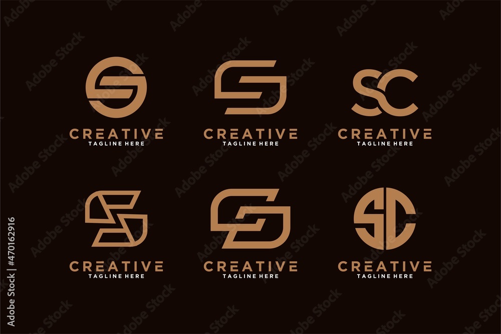 Sc Text Design Set bundle letter sc logo design Premium Vector Stock Vector | Adobe Stock