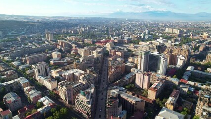 Wall Mural - Aerial view of the city of Yerevan, Armenia. Abovyan Street from a height.
