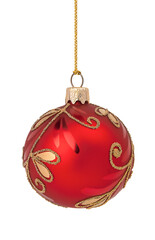 Wall Mural - Red Christmas ball isolated on white background