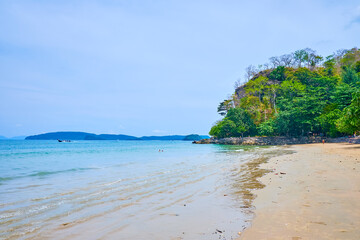 Wall Mural - The morning on the beach of Krabi resort, Ao Nang in Thailand