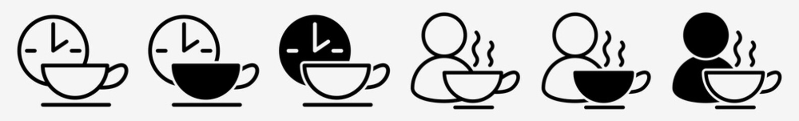 Wall Mural - coffee break icon tea time coffee break set | teatime icon hot drink vector coffee break illustratio