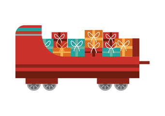 Sticker - christmas train with gifts