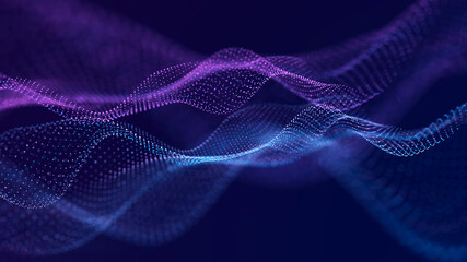 Wall Mural - Abstract wave of musical sounds. Smooth information transfer. 3D rendering.