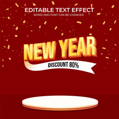 Poster - Big Sale 3D text effect, editable text for new year celebration. on 3d stage promotion