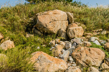 Large Granite And Sandstone Boulders On Hillside