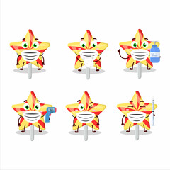 Sticker - A picture of star candy cartoon design style keep staying healthy during a pandemic