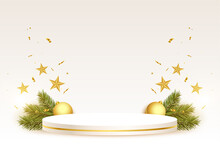 Christmas Background With Podium Fr Product Display
