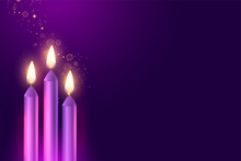 Purple Advent Three Candles With Sparkles