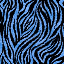 Seamless Blue Tiger Skin Pattern. Metallic Tiger Skin Print, Texture, Background. Vector Illustration