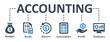 Accounting icon - vector illustration . Audit, Statistics, Ledger, Balance, Budget, Revenue, tax, calculation, infographic, template, presentation, concept, banner, pictogram, icon set, icons .