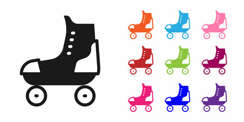 Black Roller skate icon isolated on white background. Set icons colorful. Vector