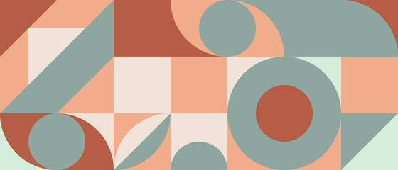 Wall Mural - trendy vector abstract geometric background with circles in retro scandinavian style, cover pattern 