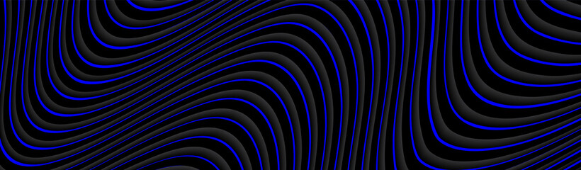 Poster - Black and blue wavy background, abstract striped elegant pattern, vector illustration.