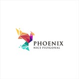 Fototapeta Do pokoju - Phoenix colorful logo polygon triangle