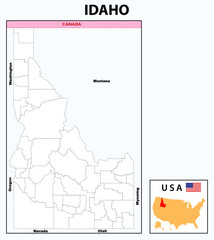  Idaho Map. Political map of Idaho with boundaries in Outline.