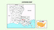 Louisiana Map. Political map of Louisiana with boundaries in white color.