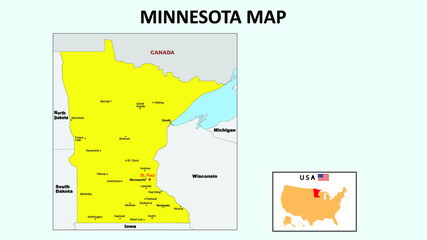  Minnesota Map. State and district map of Minnesota.
