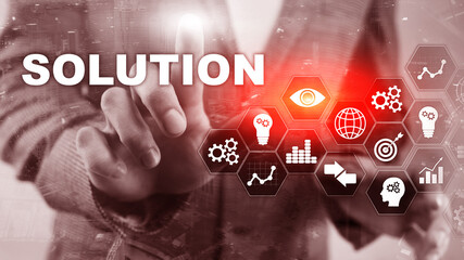 Wall Mural - business solutions, success and strategy concept. structuring virtual diagram of business process wi